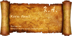 Korn Axel névjegykártya